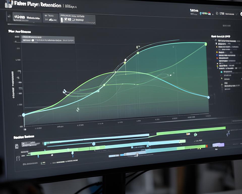 Gaming retention curve on a product analytics screen with player lifecycle milestones